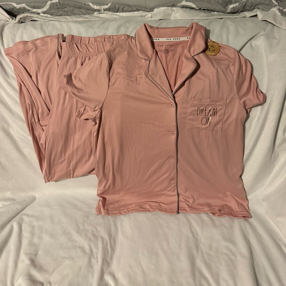 🎄NEW Rae Dunn Pink “Dream On” Women’s Pajama Sleeve Set M Medium NWOT